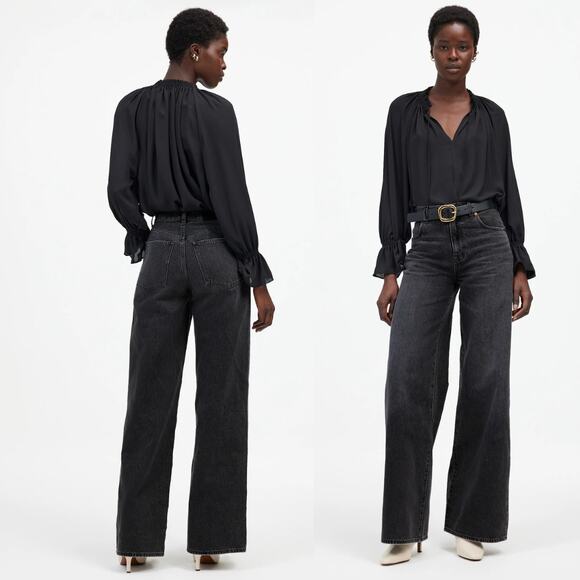 NEW Madewell Superwide-Leg Jeans kingswood Black Wash Size 28 Minimalist - Picture 1 of 8